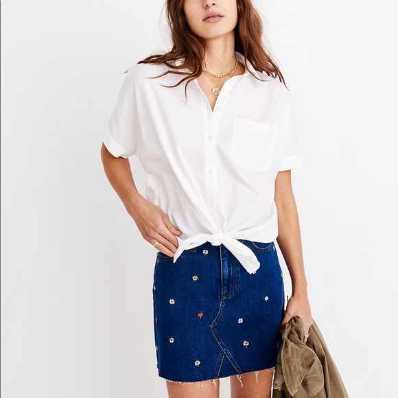 Madewell Tops - NWT MADEWELL Tie Front Short Sleeve Shirt Size XL